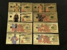 8 Kobe Bryant 24k Gold Collector Banknote Bills