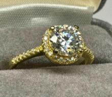 925 Sterling Silver 1ct Moissanite Diamond Ring 2.5g total GRA Cert