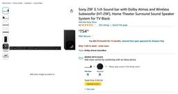 Sony HT-Z9F Sound Bar Wireless Subwoofer Home Theater