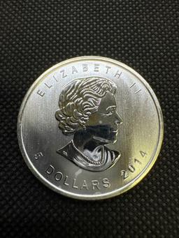 2014 Canadian Hawk 1 Troy Ounce 9999 Fine Silver $5 Bullion Coin