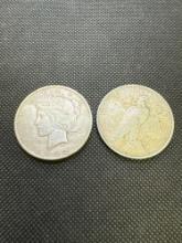 2x 1922-D Silver Peace Dollars 90% Silver Coins