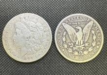 2x 1900-O Morgan Silver Dollars 90% Silver Coin