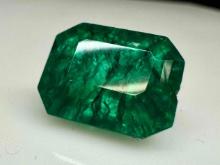 Gorgeous 12.4ct Dark Green Emerald cut Emerald Gemstone