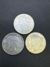 3 1925 Silver Peace Dollars Nice Lot