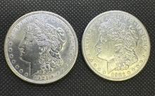 Lot of 2 1921 Morgan Silver Dollars 90% Silver Coins