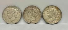 3 1922 PEACE SILVER DOLLARS P, &S Mint Marks, nice lot!