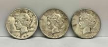 3 1923 PEACE SILVER DOLLARS, 2 815 Mint Mark 79.7g total