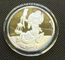 Disney Snow White 50th Anniversary 1 Troy Oz 999 fine Silver Bullion Coin