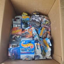 Box of hot Wheels die cast cars