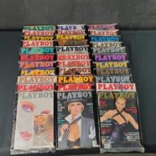 Box of approx. 30 Playboy adult magazines 1980s