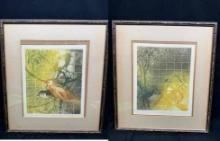 Pair Framed Art Wood Warbler 1 n 2 Lmtd 2/250 Sigman 17x19