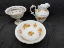 Limoges France Fine Glassware Pitcher and Centerpiece Bowl