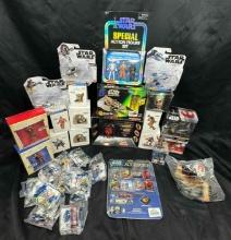 Large Lot of Star Wars Memorabilia Some Indiana Jones. Figures, Keepsake Ornaments more