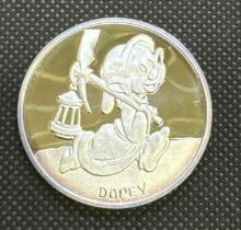Disney Snow White 50th Anniversary Dopey 1 Troy Oz 999 Fine Silver Bullion Coin