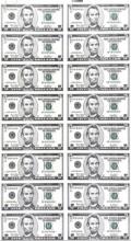 Uncut Sheet 2003 5 Dollar Bills 16 Count $80