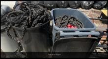 Bin and barrel full of nautical rope and straps