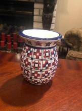 Partylite Red White Blue Americana Patriotic Tart Wax Candle Burner Quilt Design