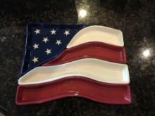 Home Interiors US Flag Vegetable and Dip Dish