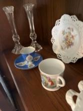 vases, miniature coffee cup and saucer, plate, coffee cup,