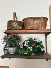 Wicker baskets, and artificial flowers