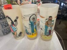 Collectable Native American glasses. 3pc.