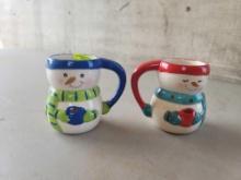 2- hot cocoa snowman mugs