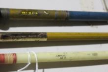 Three wood handled spinning rods. Used. Will not ship, pick-up only.