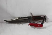 Survival Master II sheath knife with 8.0 inch blade. Also Swiss Army style knife. Both in same