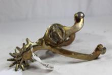 Wild Times bronze western riding spurs with horse heads and 9 pnt rowels
