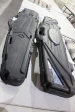 Two hard black plastic single rifle cases. Used.