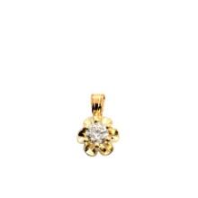 14k Yellow Gold Floral Diamond Solitaire Pendant