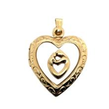 14k Yellow Gold Mother of Pearl Heart Locket Pendant