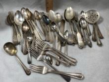 Silver Plate Flatware With Serving Utensils