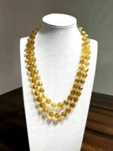 Vintage Crystal Beaded Necklace With Faceted Amber Tones