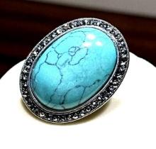 Faux Turquoise Ring - 2 x 1.5" Oval