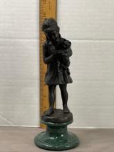 Vintage Bronze Statute Little Girl with Cat by Je Rainer