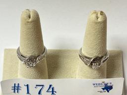 2PC STERLING SILVER AND DIAMOND RINGS