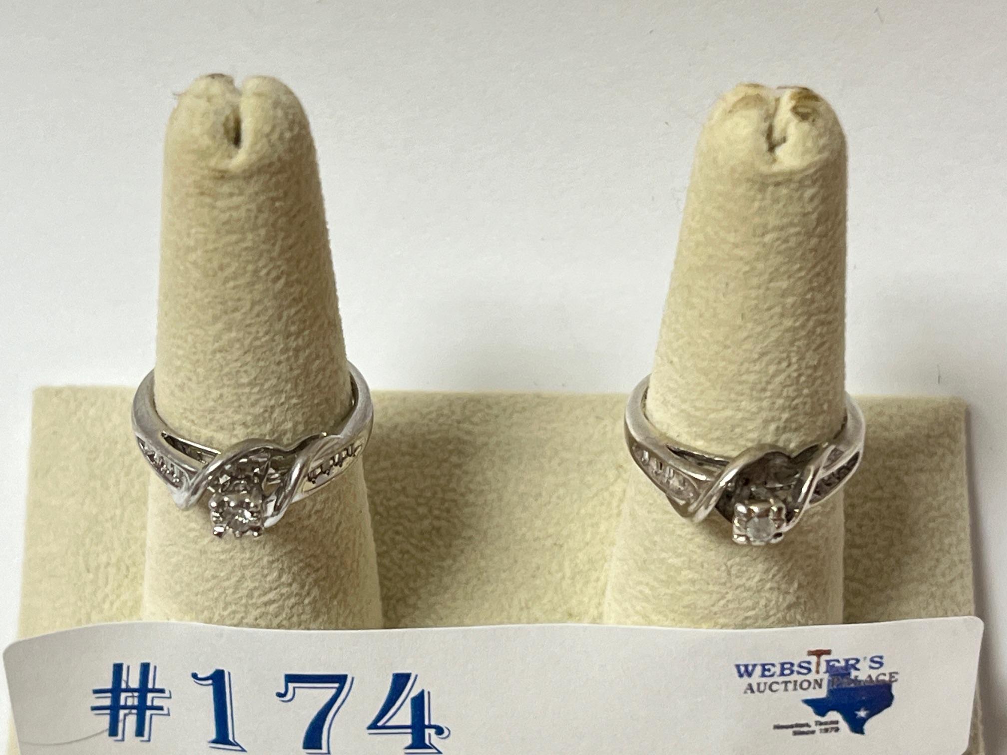 2PC STERLING SILVER AND DIAMOND RINGS
