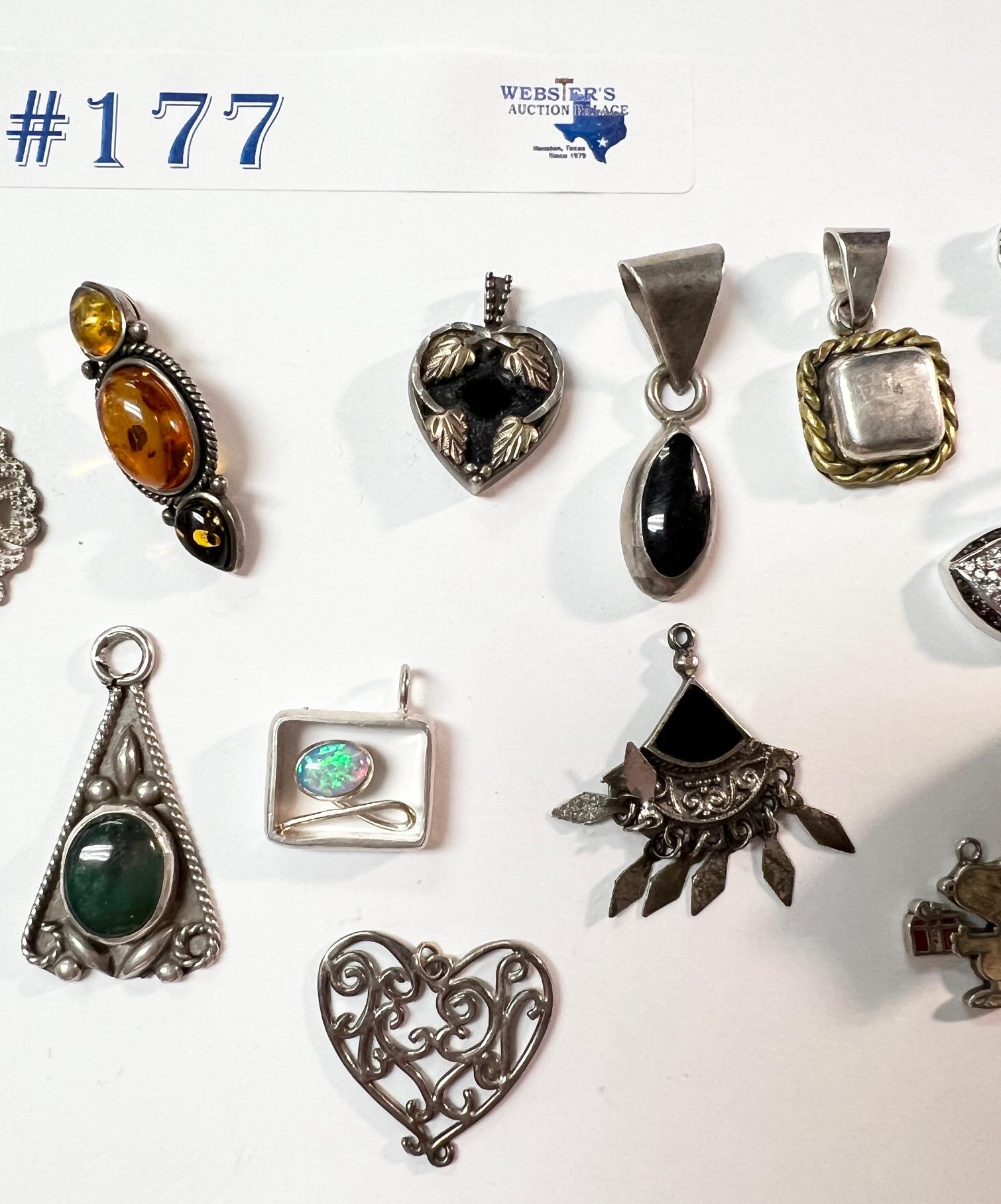 15PC STERLING SILVER PENDANTS