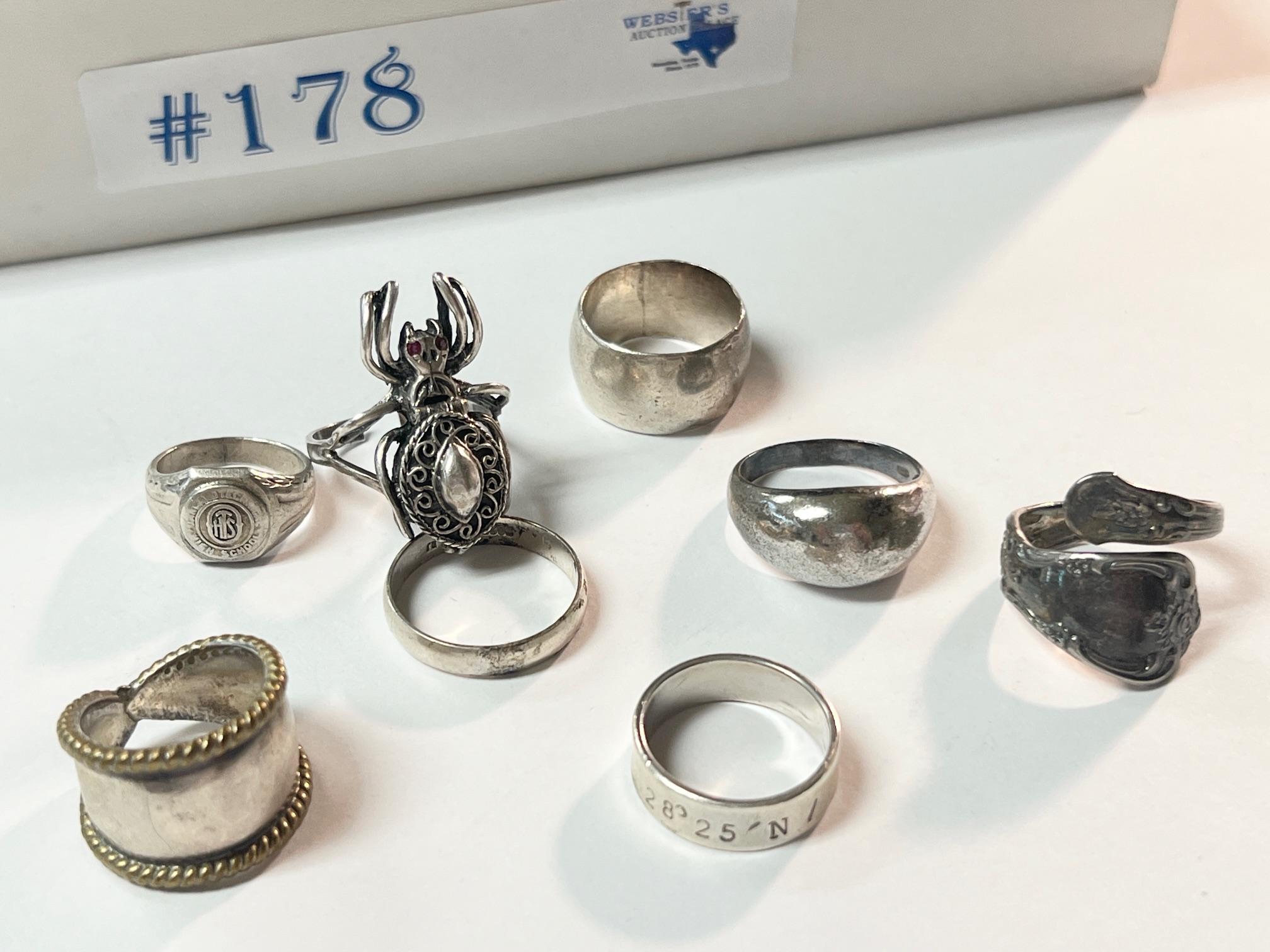 8PC STERLING SILVER RINGS