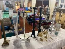 LARGE LOT OF DECOR - VASES, CANDLE HOLDERS, SCONCES, ETC.