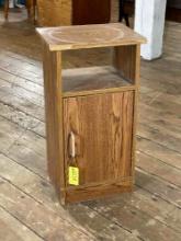 Particle board side table w/cabinet door