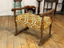 Vintage needlepoint arm bench