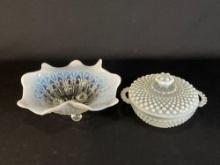 Hobnail "Moon Stone" covered candy dish