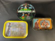 (3) Decorative vintage tin trays