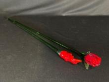 Solid glass rose & tulip
