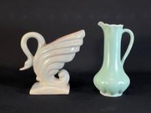 9" Vintage Gonder imperial swan blue/gray vase