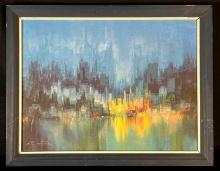 Heins Munnich signed abstract painting "City Vista"