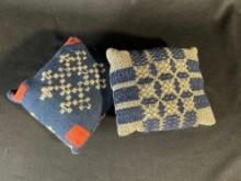 Pair of small Coverlet pillows circa late 1800's