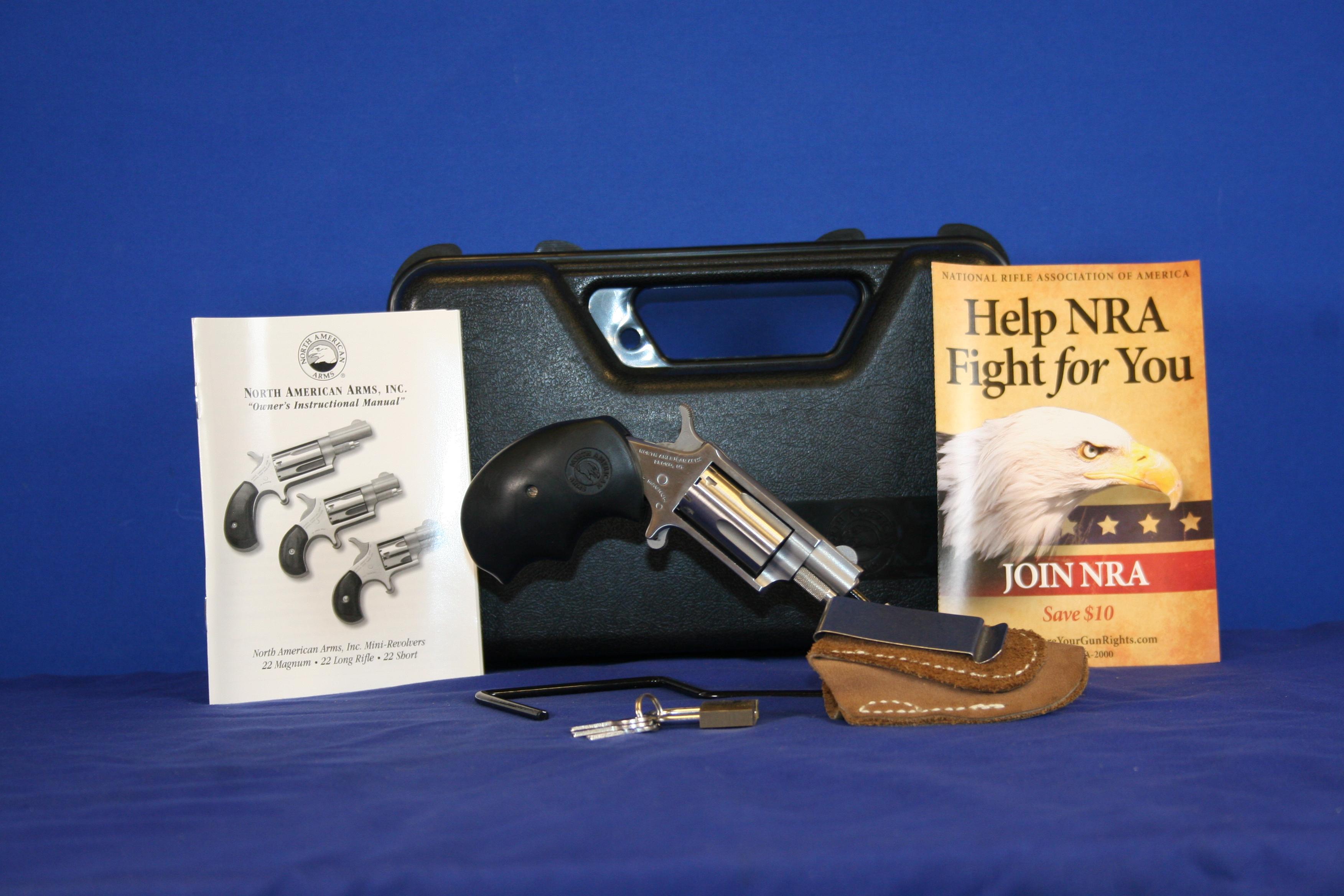 North American Arms 22Mag Revolver, 1 1/8" Barrel . Like New In Box. OK For California. SN# E221470